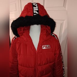 NWOT Red Women’s FILA Puffer Coat Medium. Winter Fall Casual